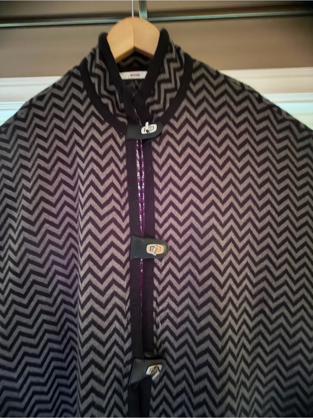 Alia poncho cape coat - Black & Gray